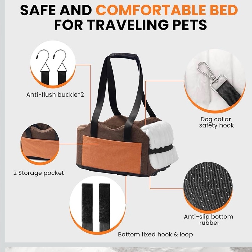 NWT Center Console Dog Car Seat for Small Dogs (up to 13.5 pounds)with Fleece - Picture 6 of 9
